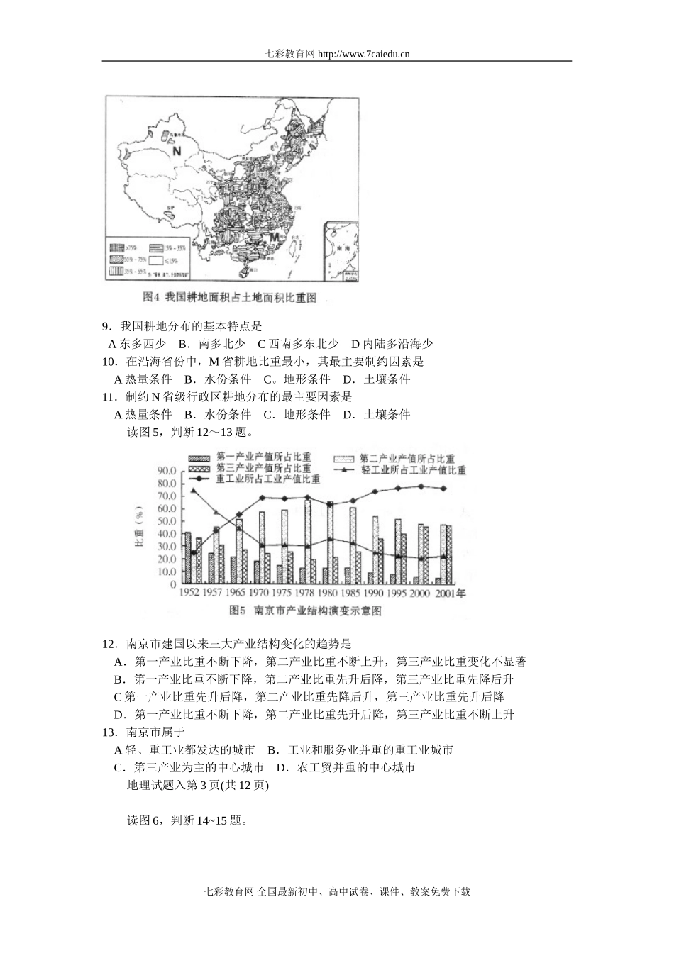 [广州一模]2008年广州市普通高中毕业班综合测试(一)地理_第3页