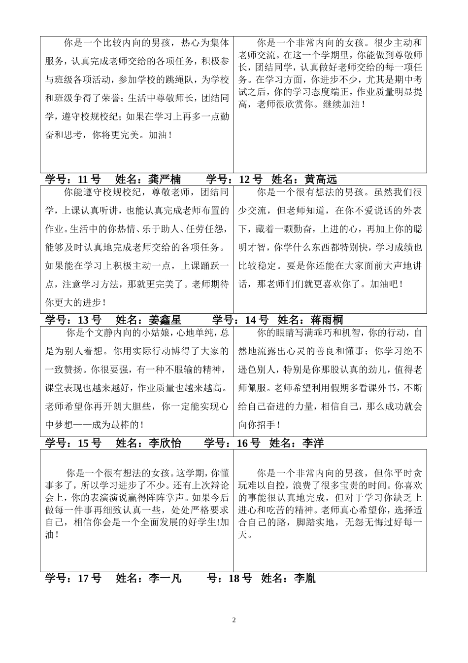 六（4）下学生寄语_第2页