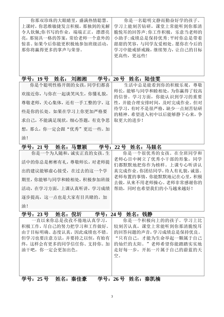 六（4）下学生寄语_第3页