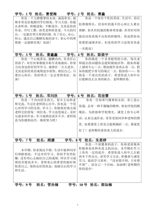 六（4）下学生寄语