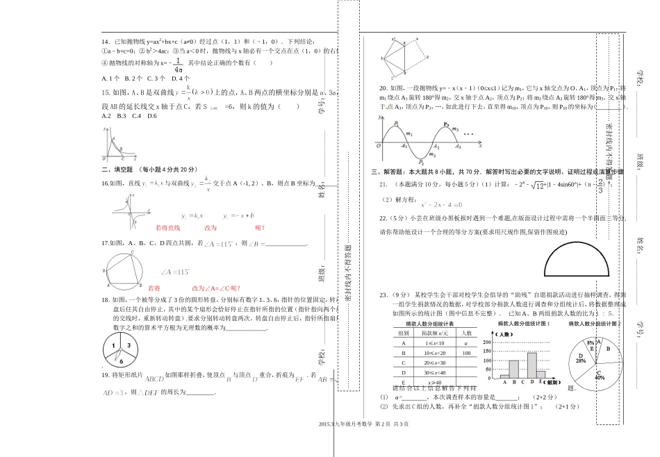 2015.3月数学月考试卷_第2页