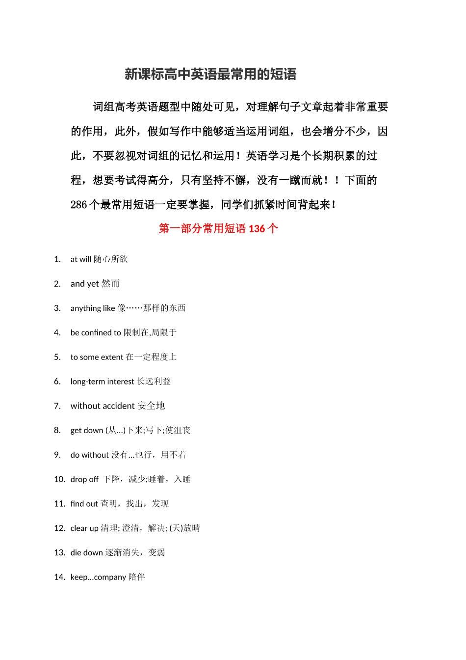 高中英语短语集锦_第1页
