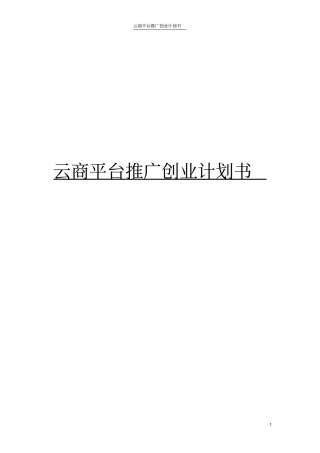 云商平台推广创业计划书