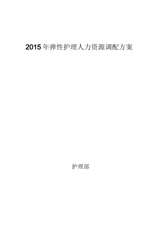 弹性护理人力资源调配方案-储备护士.