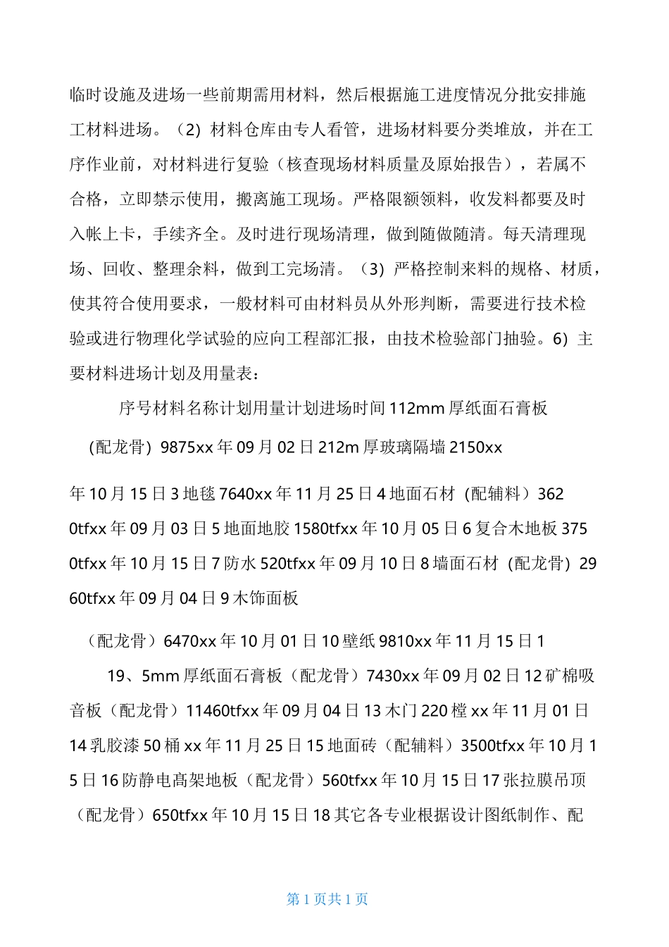 主要材料设备用量及采购计划_第3页