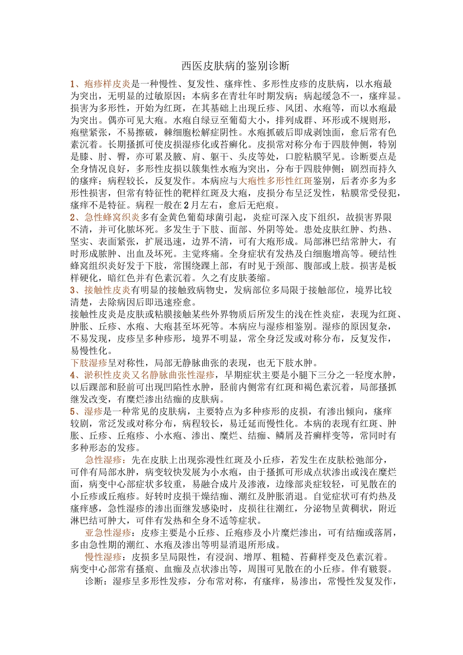 西医皮肤病的鉴别诊断_第1页