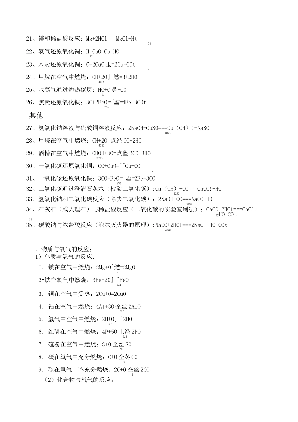 初中化学方程式总结_第2页