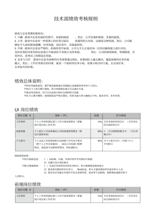 互联网企业技术部绩效考核标准规则
