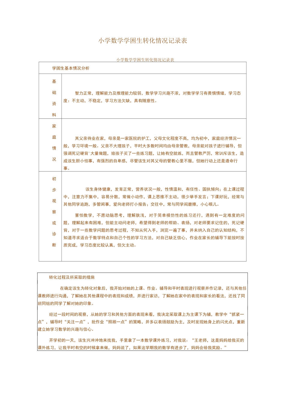 小学数学学困生转化记录_第1页
