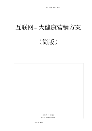 互联网大健康营销方案总结