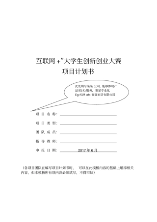 互联网大学生创新创业大赛项目计划书格式