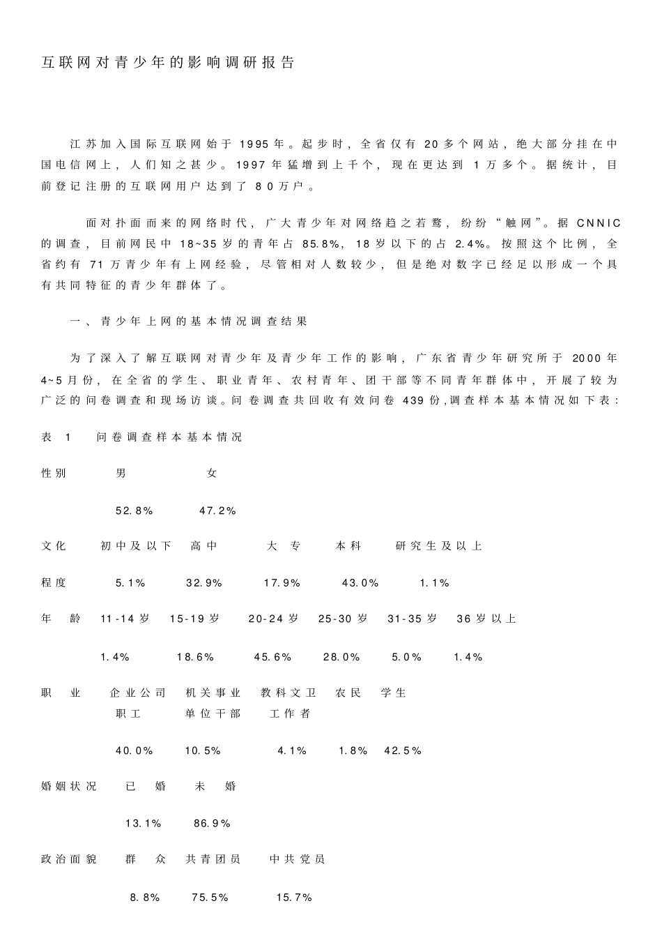 互联网对青少年的影响调研报告_第1页