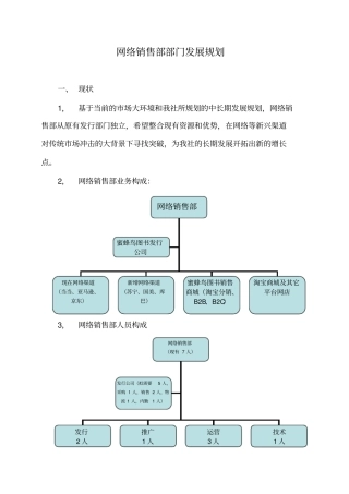互联网销售部部门发展规划