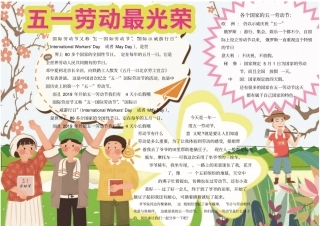 五一劳动节黑板报手抄报小报模板