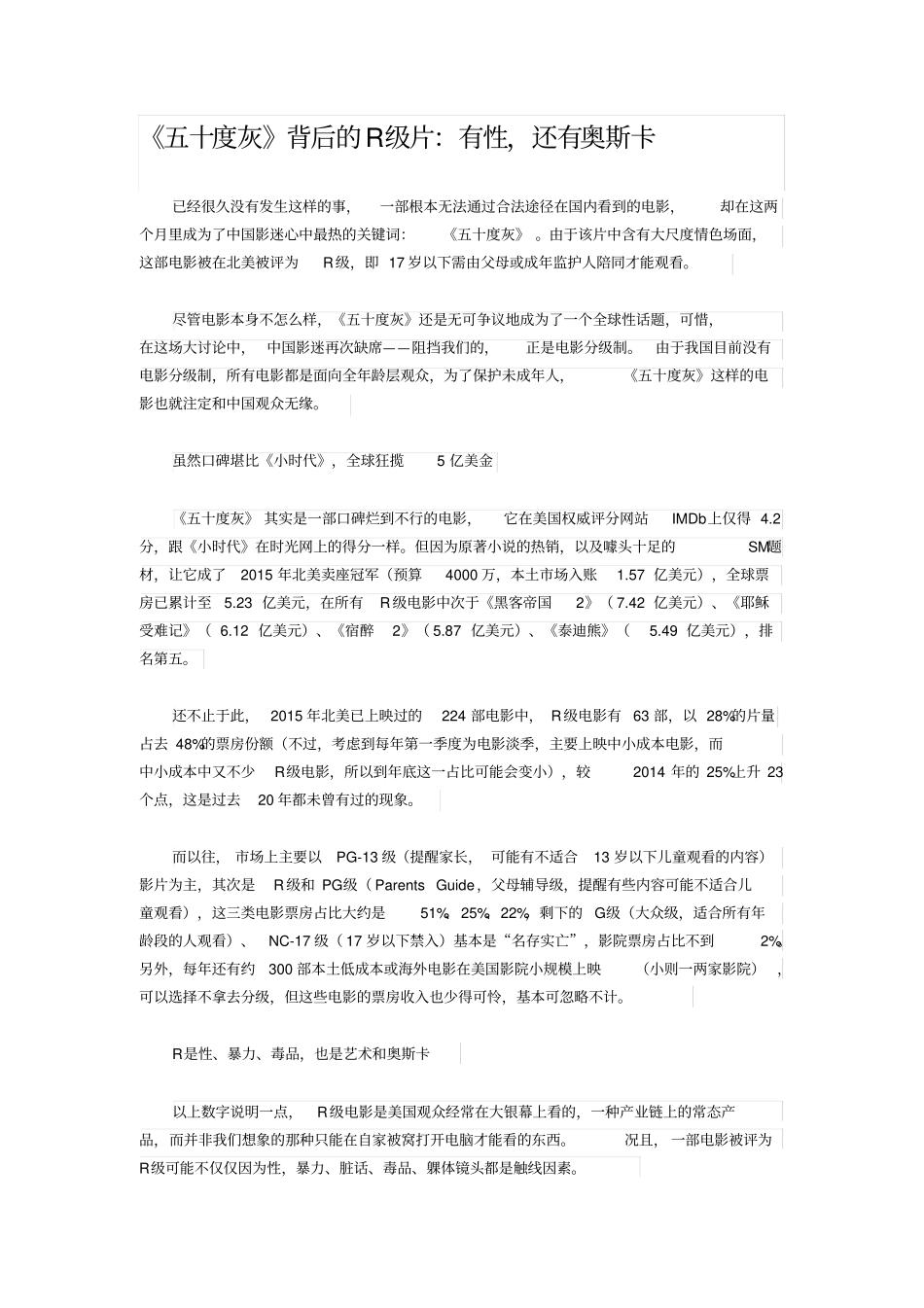 五十度灰背后的R级片：有性,还有奥斯卡_第1页
