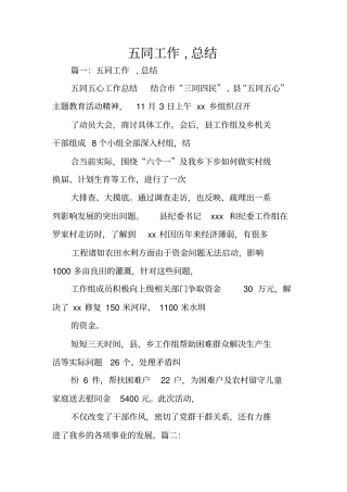 五同工作,总结