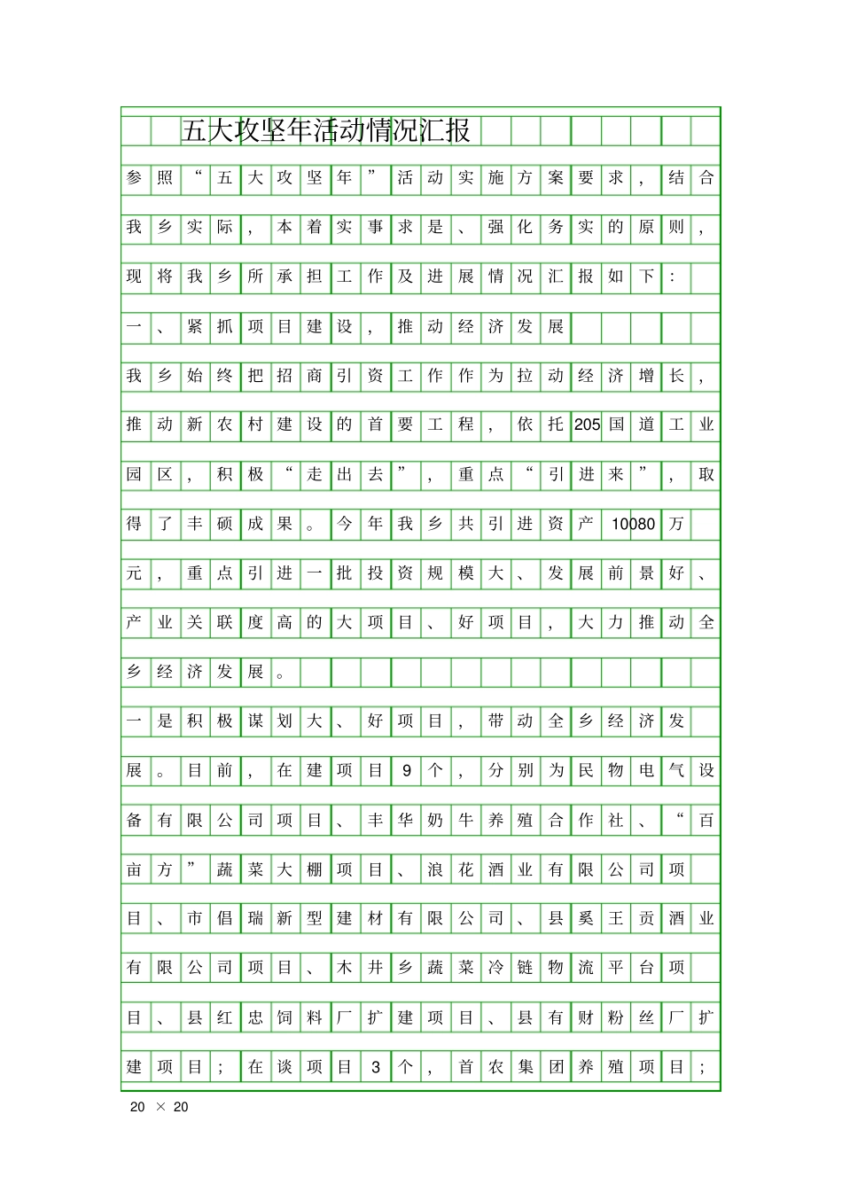 五大攻坚年活动情况汇报精品工作报告_第1页