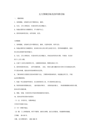 五大领域及不同年龄目标知识分享