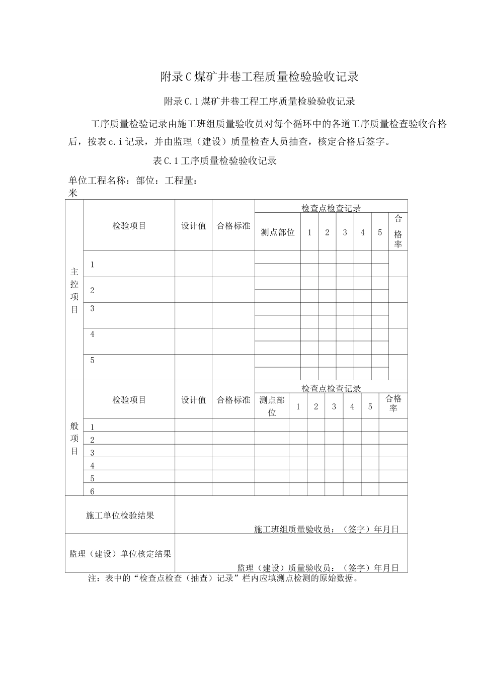 煤矿井巷工程质量验收规范(新表格)_第1页