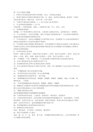 初中生物知识点全归纳 全 