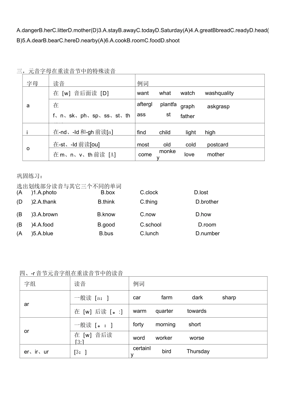 小升初英语题型分类讲义-辨音题教案_第3页