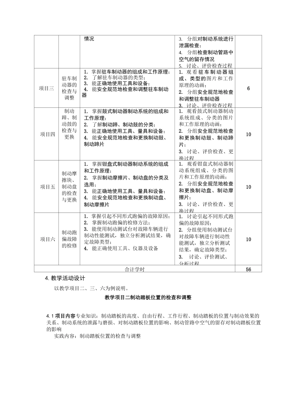 汽车底盘制动系统维修课程标准_第2页