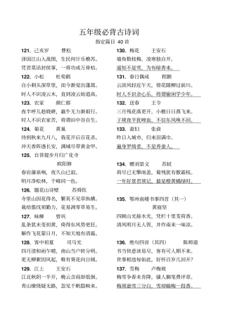 五年级必背古诗词
