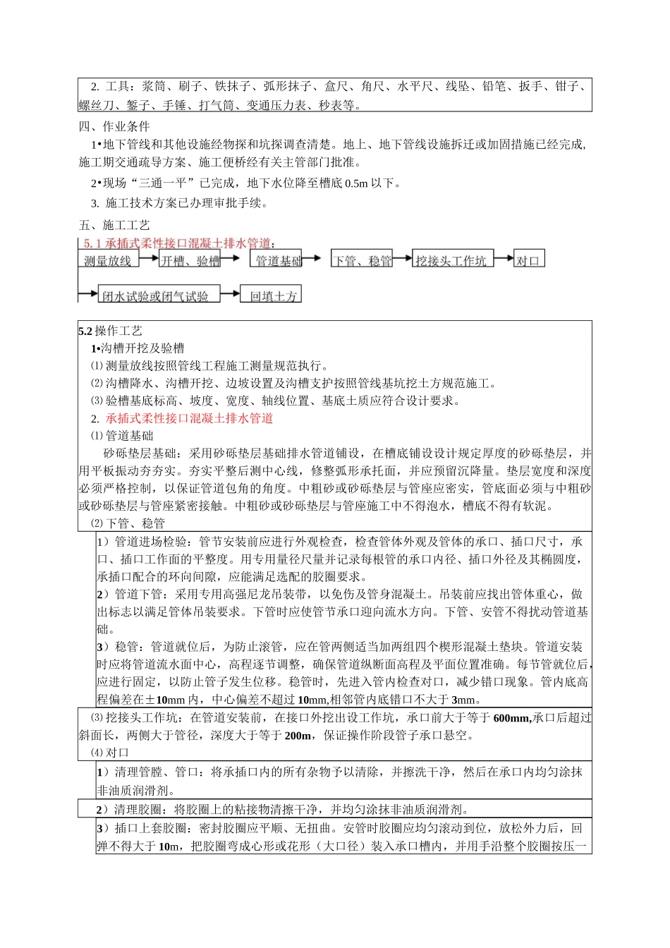 施工交底记录(钢筋混凝土排水管道工程)_第2页