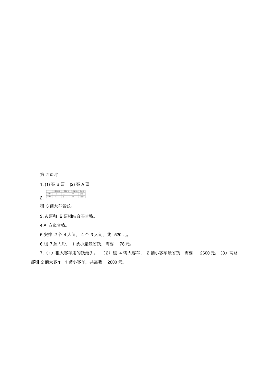 五年级数学上旅游费用练习题及答案_第3页