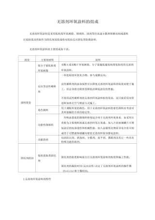 无溶剂环氧涂料的组成