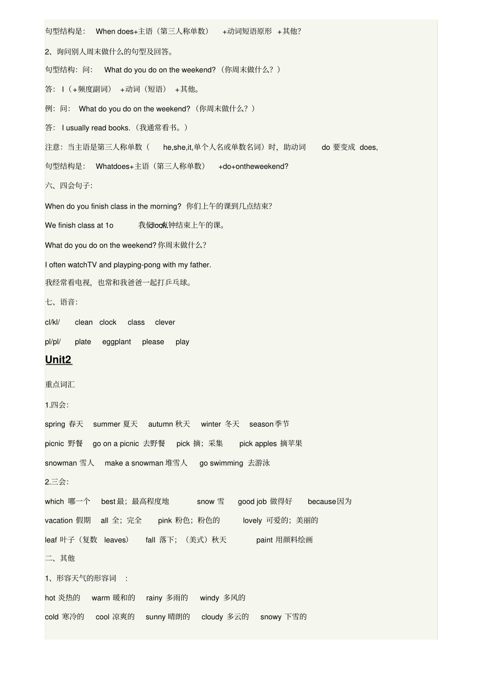 五年级英语下册知识点总结文档良心出品_第2页