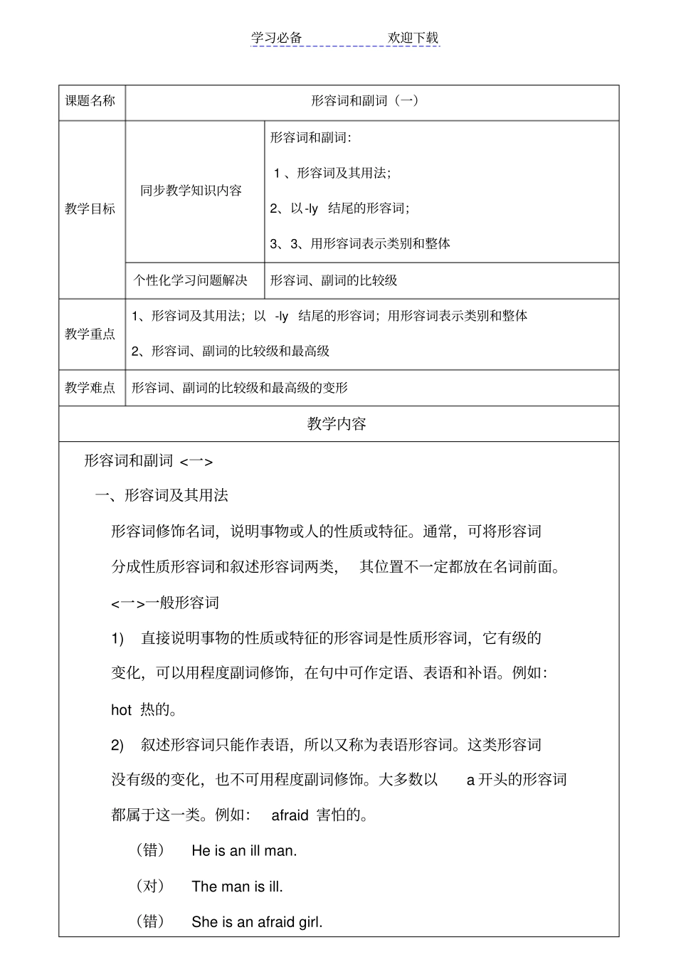 五年级英语形容词和副词_第1页