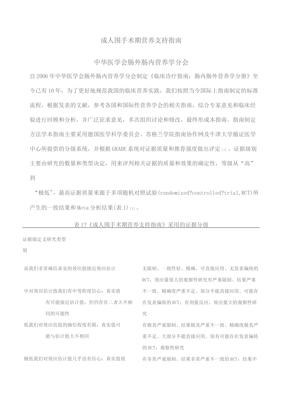 围术期患者营养支持指南_第1页