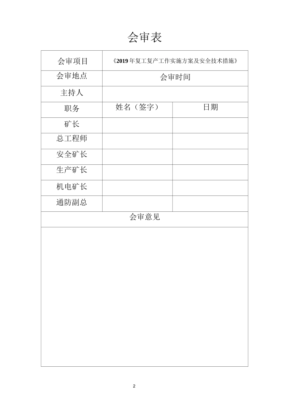 化窝煤矿复工复产工作方案及安全技术措施(2.15)_第2页