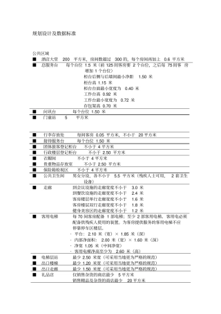 五星级酒店各部门数据参数