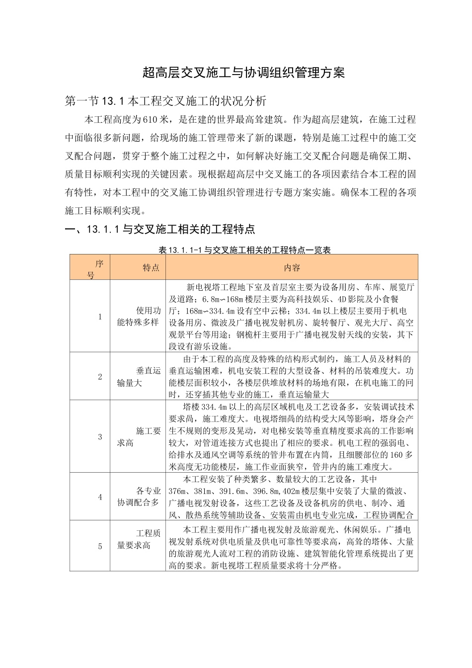 超高层交叉施工与协调组织管理方案_第1页