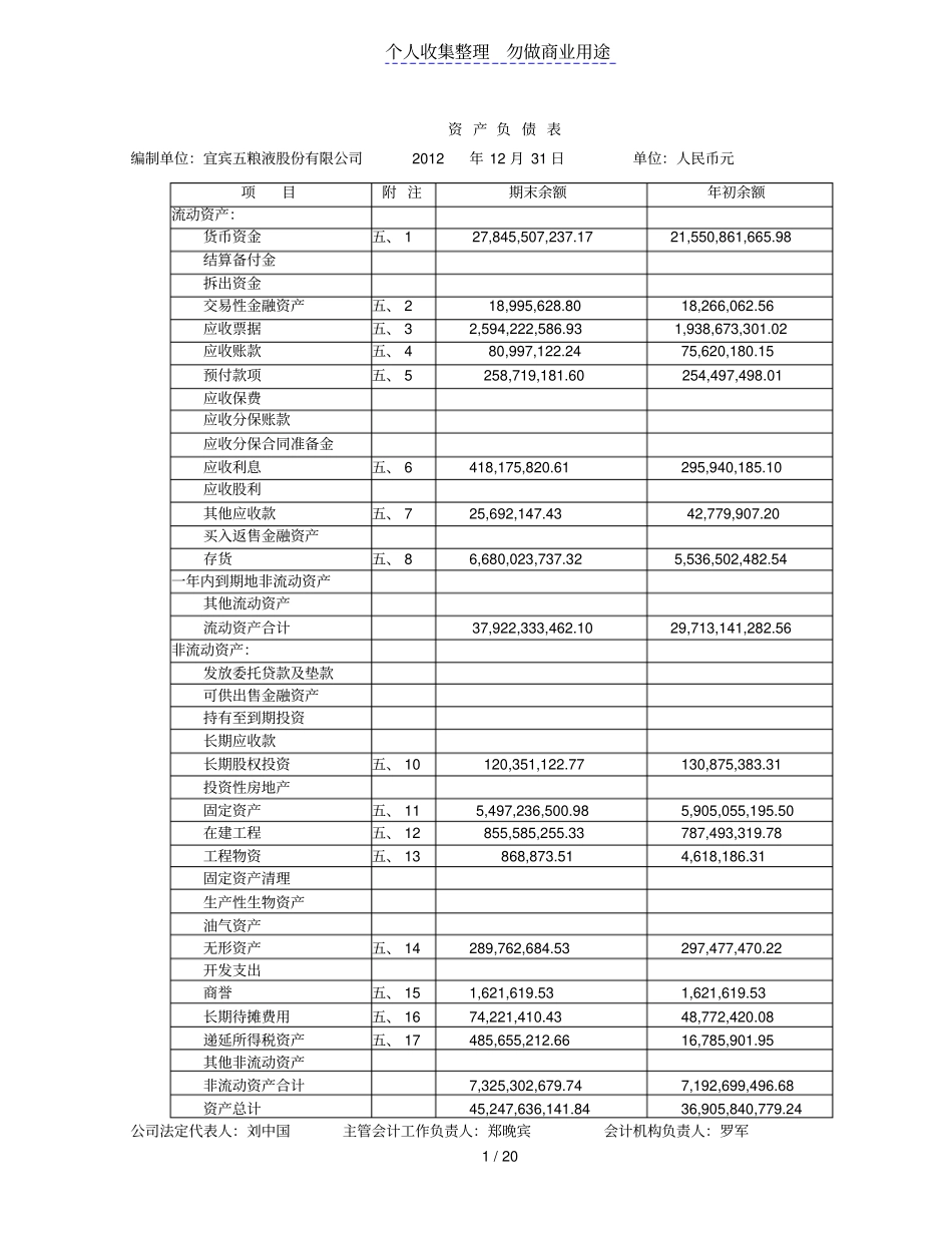 五粮液集团财务报表_第1页