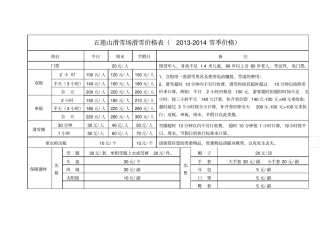 五莲山滑雪场滑雪价格表2012014雪季价格