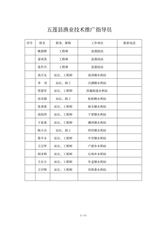 五莲渔业技术推广指导员