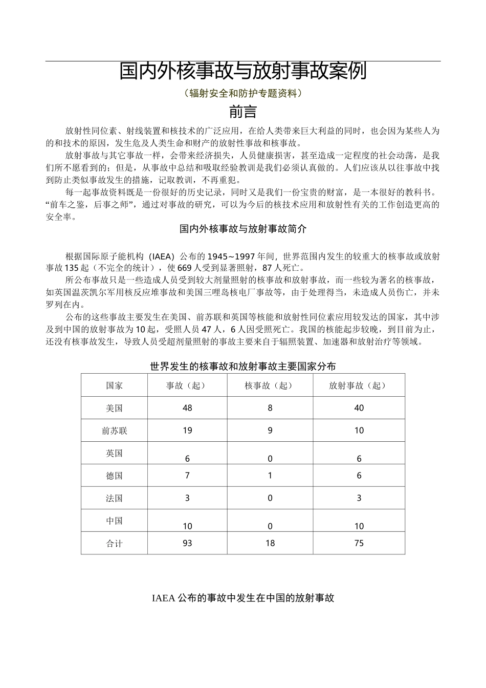 国内外核事故放射事故案例_第1页