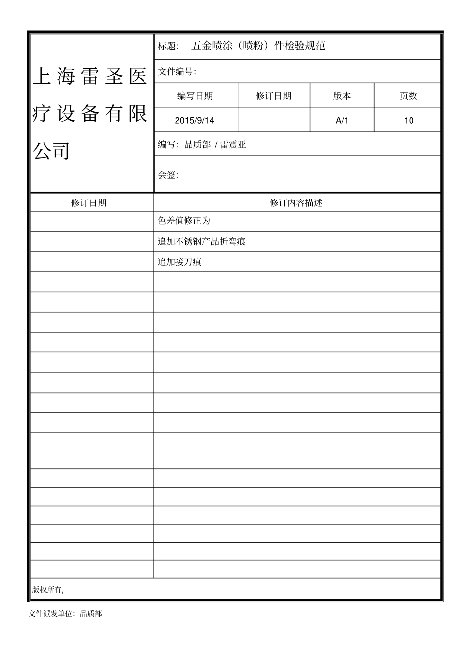 五金喷涂喷粉件检验规范_第1页
