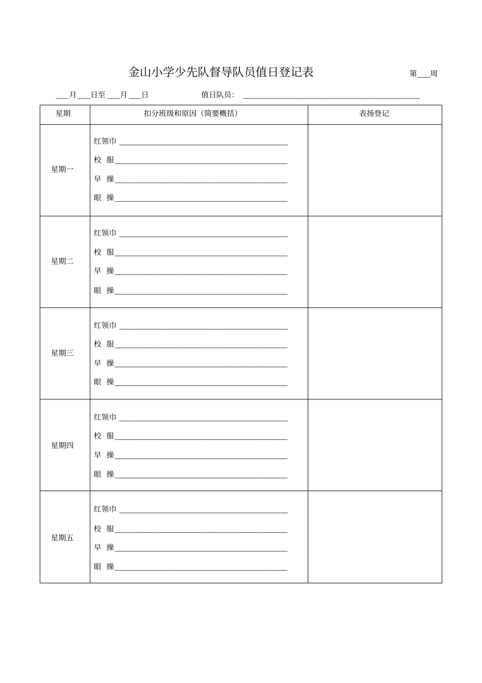 五项评比表格文档良心出品_第2页