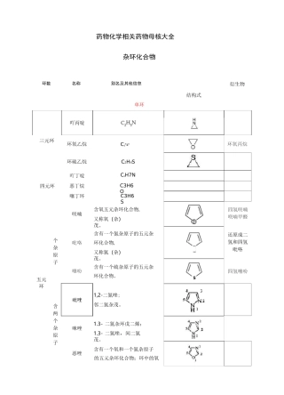 药物化学相关药物母核大全