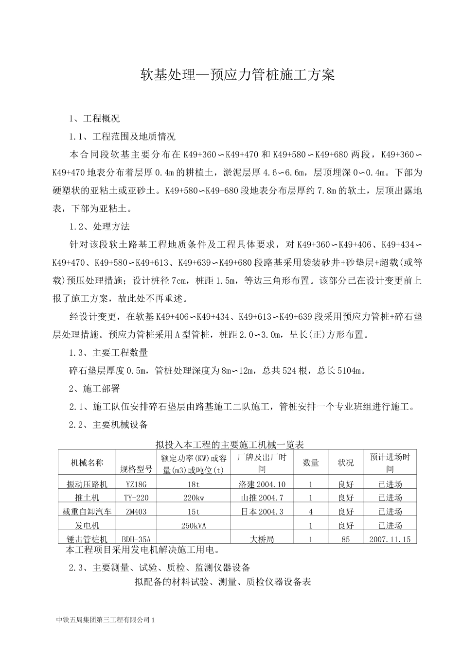软基处理-预应力管桩的施工方案_第1页