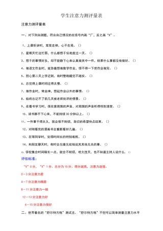 注意力测评量表