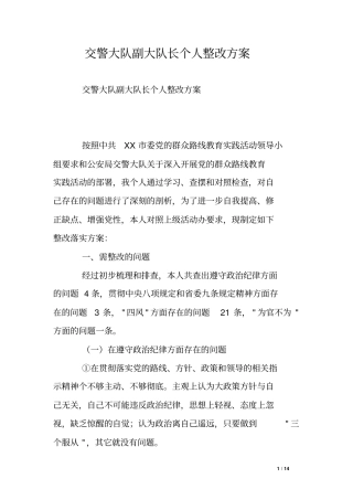 交警大队副大队长个人整改方案