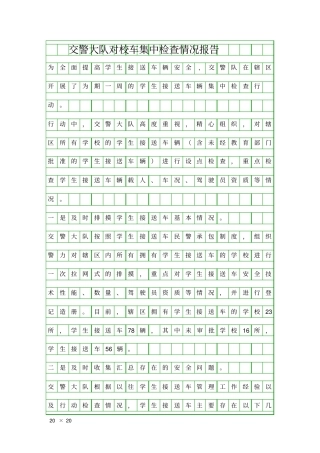 交警大队对校车集中检查情况报告精品工作报告