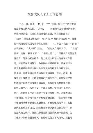 交警大队长个人工作总结