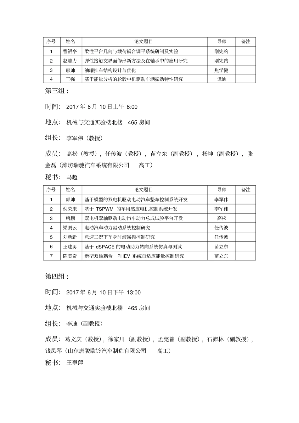 交通与车辆工程学院2017年硕士研究生答辩安排_第2页