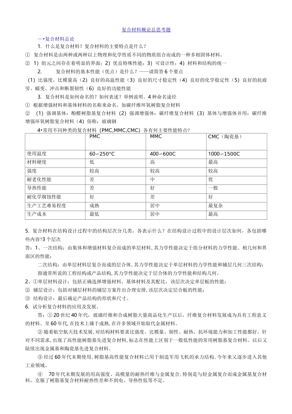 复合材料总思考题和参考题答案_第1页